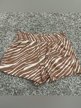A New Day Zebra Print Linen High-Rise Pull-On Shorts Womens Small